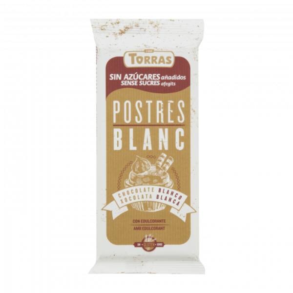 Шоколад білий "Torras" Postres без цукру та глютену, 200г (12 шт/ящ)