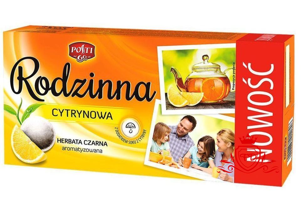 Чай чорний "POSTI" Rodzinna Express Black Lemon зі смаком лимона (80шт*1,4g), 112 г (10 шт/ящ)