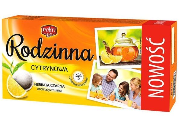 Чай чорний "POSTI" Rodzinna Express Black Lemon зі смаком лимона (80шт*1,4g), 112 г (10 шт/ящ)