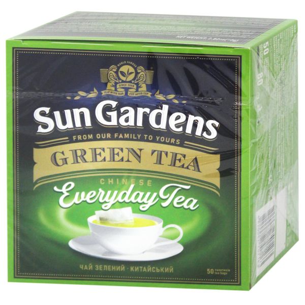Чай зелений "Sun Gardens" Китайський класичний 1,6г*50шт, 80g (12 шт/ящ)