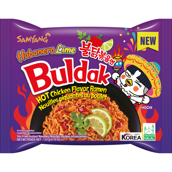 Локшина рамен швидкого приготування "Buldak" Habanero Lime з куркою, перцем хабанеро та лаймом, 135g (40 шт/ящ)