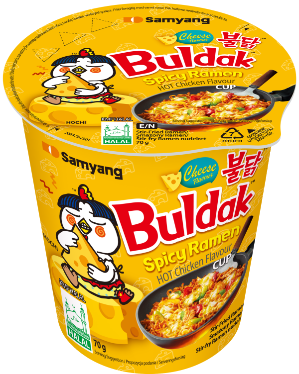 Локшина рамен швидкого приготування "Buldak" Cheese з куркою та сиром, 70g (6 шт/ящ)