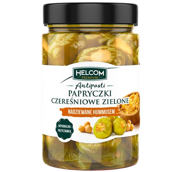 Перець черрі зелений "HELCOM PREMIUM" фарширований хумусом, 260g (8 шт/ящ)