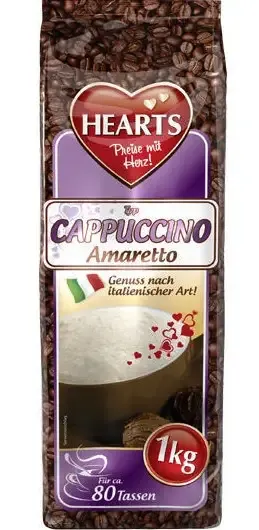 Капучино "Hearts" Cappuccino Amaretto зі смаком амаретто, 1 кг (10 шт/ящ)