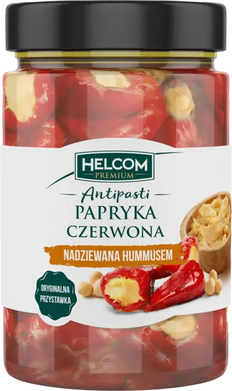 Перець червоний "HELCOM PREMIUM" фарширований хумусом, 260g (8 шт/ящ)