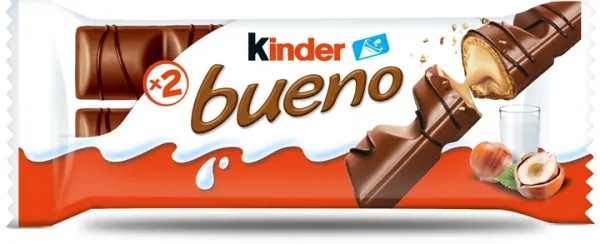 Вафельний батончик з молочно-горіховою начинкою "Kinder" Bueno вкриті молочним шоколадом, 43g (15 шт/ящ)