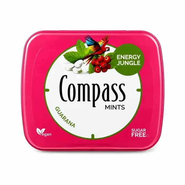 Драже без цукру "Compass"  Fresh mints Guarana зі смаком Гуарани, 14g (12 шт/уп)