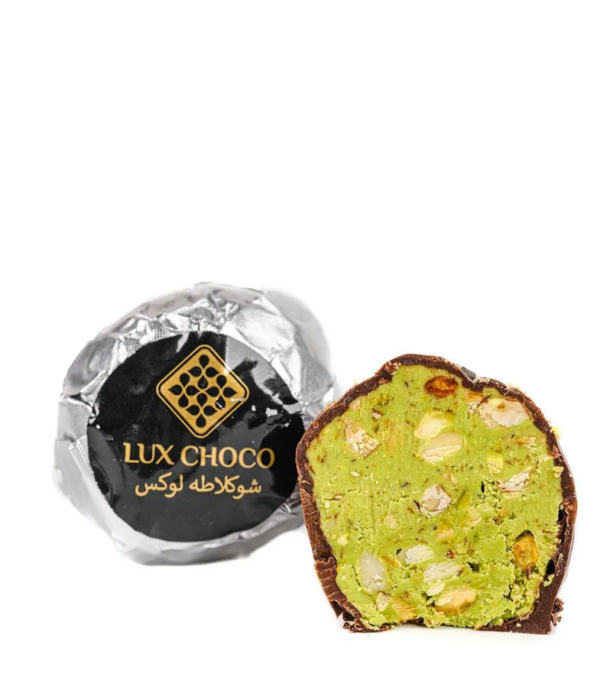Дубайські елітні цукерки "LUX CHOCO" Dark #4118 з фісташкою та мигдалем в темному шоколаді, 40-45г/шт (3 кг/ящ)