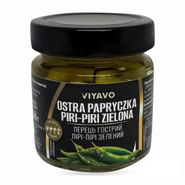 Перець маринований "VIYAVO" гострий пірі-пірі зелений, 180г (8 шт/ящ)