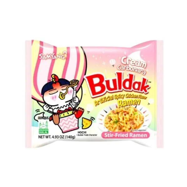 Локшина рамен швидкого приготування "Buldak" Cream Carbonara Карбонара з вершками, 140g (40 шт/ящ)