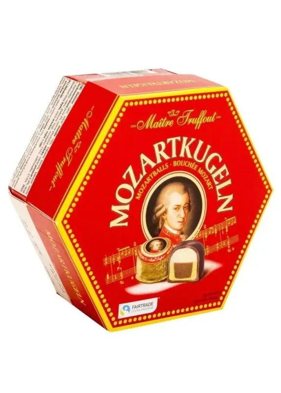 Цукерки шоколадні "Maitre Truffout" Mozart Kugeln Balls з марципаном, фісташкою та фундуком, 300г (18 шт/ящ)