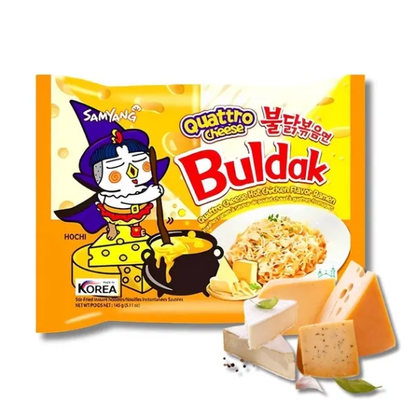 Локшина рамен швидкого приготування "Buldak" Quattro Cheese чотири сири, 145g (40 шт/ящ)
