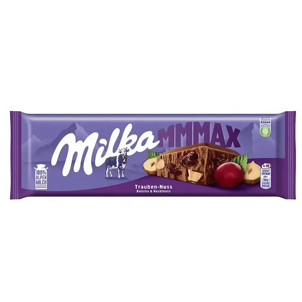 Шоколад молочний "Milka" Raisins & Hazelnuts з подрібленим лісовим горіхом та родзинками, 270г (15 шт/ящ)