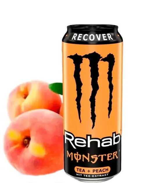 Енергетичний напій "Monster Energy" Rehab Tea + Peach  зі смаком чаю та Персика, 500мл (12 шт/ящ)
