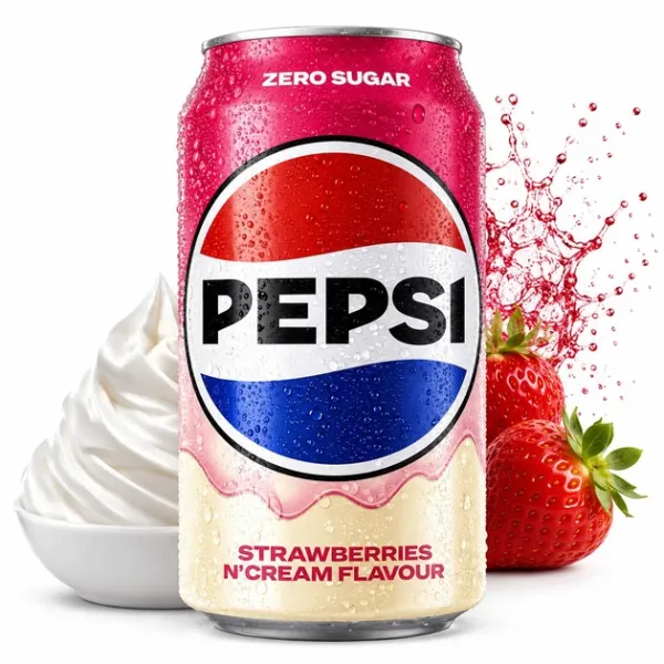 Напій газований "Pepsi" Zero Sugar Strawberry & Cream без цукру, 330 мл (24 шт/ящ)