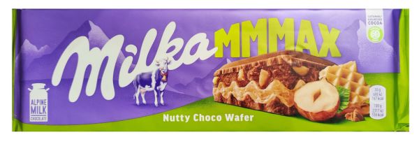 Шоколад молочний "Milka" Nutty choco wafer горіхова паста, фундук та вафля, 270г (13 шт/ящ)