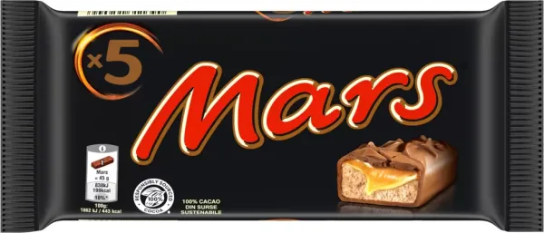 Шоколадний батончик 5-pack*45g "MARS" з нугою та карамеллю, 225g (17 шт/ящ)