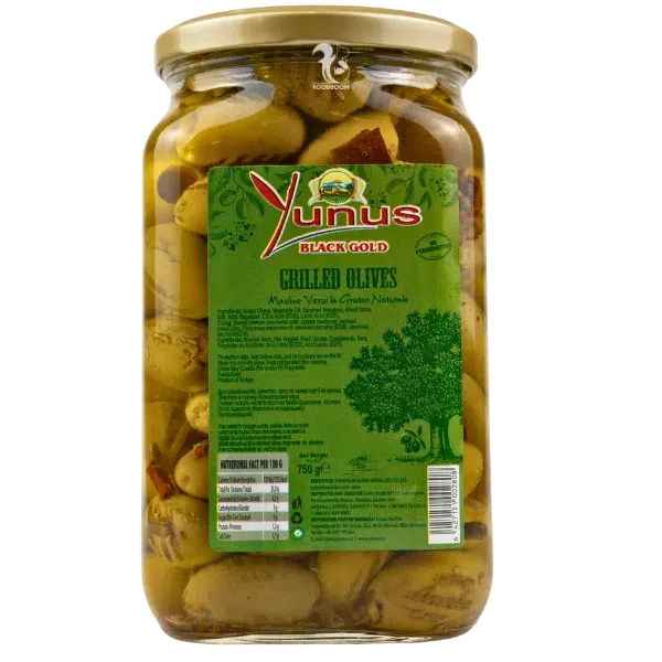 Оливки гриль без кісточки "Yunus black gold" зі спеціями в олії 750 г, Туреччина (12 шт/ящ)