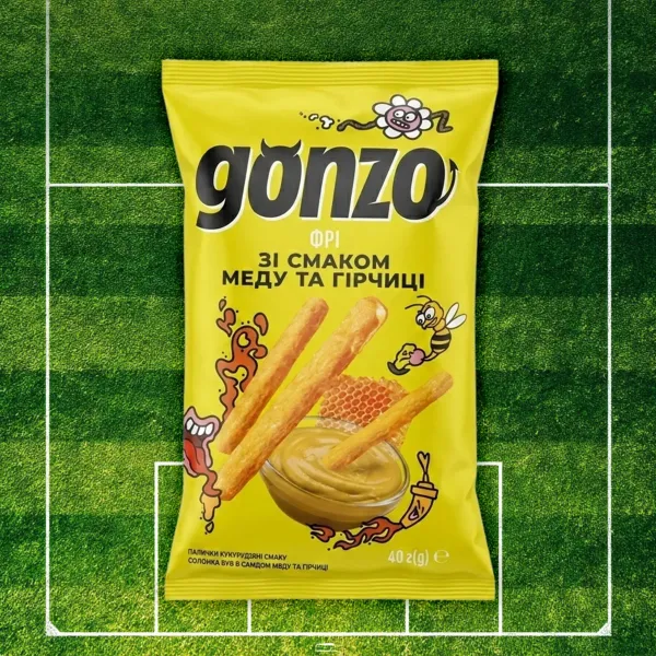 Кукурудзяна соломка фрі "Gonzo" зі меду та гірчиці, 40 г (72 шт/ящ)