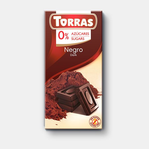 Шоколад чорний "Torras" 51% какао без цукру 75г, Іспанія (12 шт/ящ)