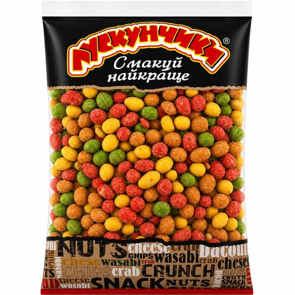 Арахіс кранч в хрусткій скоринці "Uko Snek" Мікс смаків, 1кг (14 шт/ящ)
