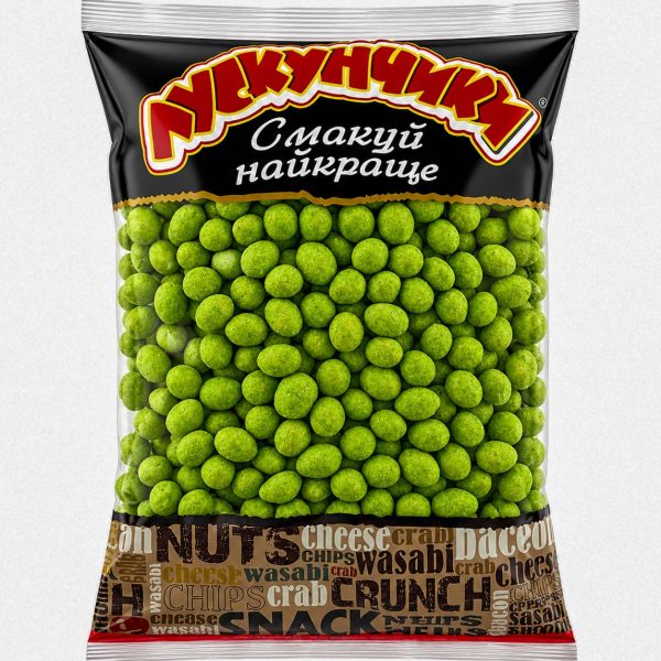 Арахіс кранч в хрусткій скоринці "Uko Snek" зі смаком Васабі, 1кг (14 шт/ящ)
