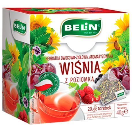 Чай фруктово-трав'яний "BELIN" Cherry & Strawberry зі смаком вишні та суниці (20шт*2g), 40 г (15 шт/ящ)