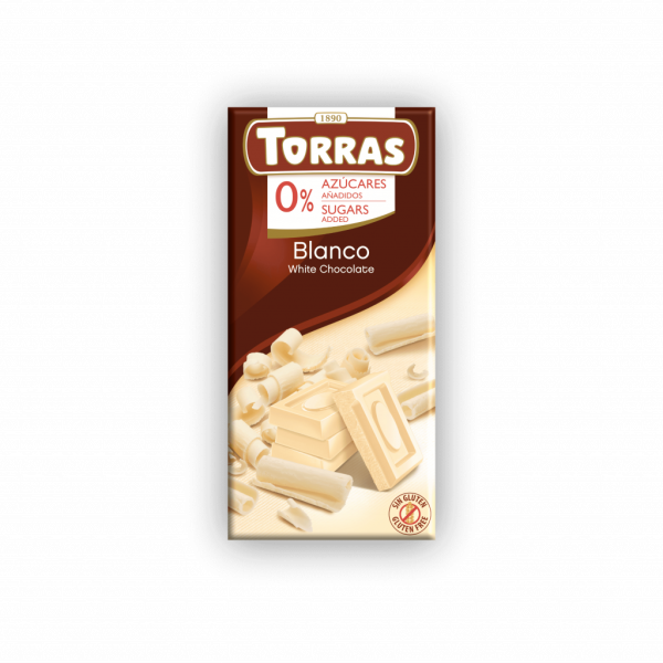 Шоколад білий "Torras" без цукру 75г, Іспанія (12 шт/ящ)