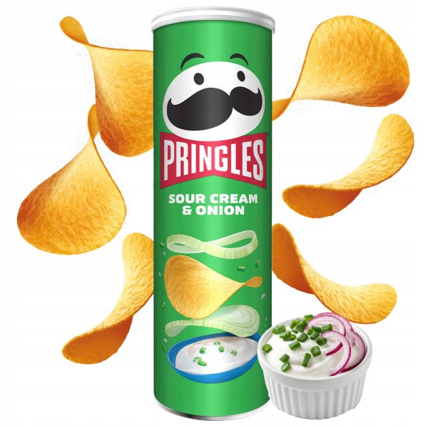 Чіпси зі смаком сметани та цибулі "Pringles" Sour Cream & Onion, 165g (19 шт/ящ)