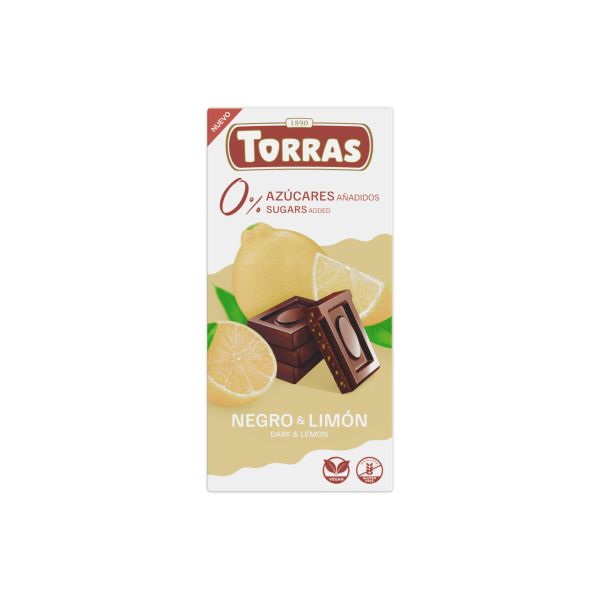 Шоколад чорний "Torras" з лимоном без цукру 75г, Іспанія (12 шт/ящ)