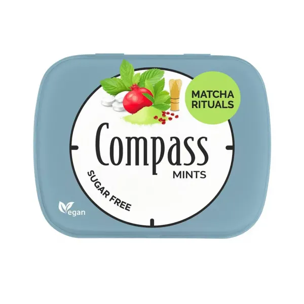 Драже без цукру "Compass" Fresh mints Matcha Rituals зі смаком Матча-чай та Гранат, 14g (12 шт/уп)