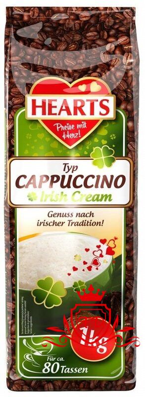 Капучино "Hearts" Irish Cream зі смаком ірландського крема, 1кг (10 шт/ящ)