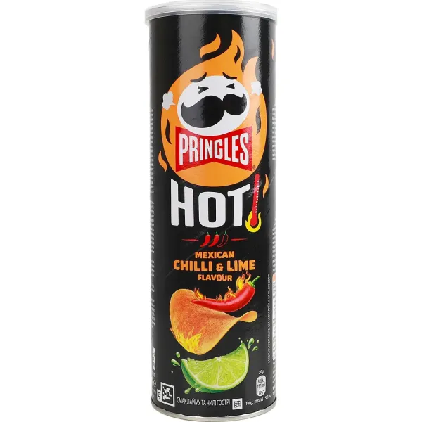 Чіпси картопляні "Pringles" HOT Mexican Chili & Lime зі смаком мексиканського чилі та лайму, 160g (19 шт/ящ)