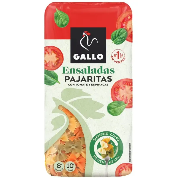 Макаронні вироби Бантики "Gallo" Ensaladas Pajaritas з томатами і шпинатом, 450г (18 шт/ящ)