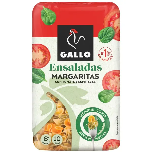 Макаронні вироби Маргаритки "Gallo" Ensaladas Margaritas з томатами і шпинатом, 450г (18 шт/ящ)