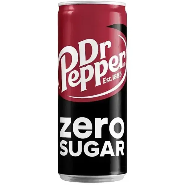 Напій газований без цукру "Dr. Pepper" Zero з поєднанням 23-х різних відтінків смаку, 330мл (24 шт/ящ)
