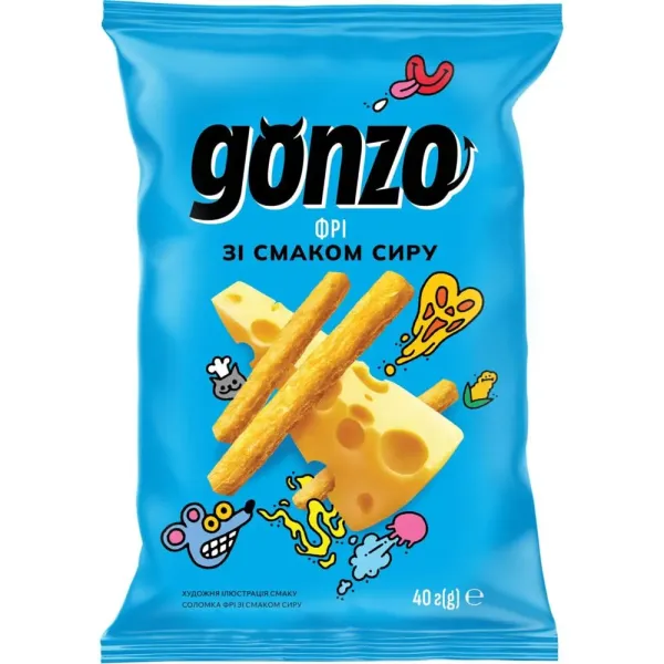 Кукурудзяна соломка фрі "Gonzo" зі смаком сиру, 40 г (72 шт/ящ)