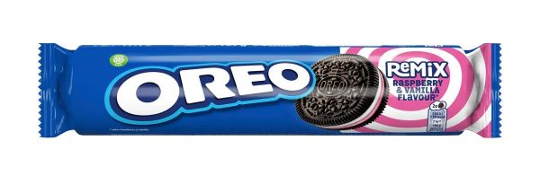 Печиво сендвіч шоколадне "Oreo" Remix Raspberry & Vanilla з ванільно-малиновим кремом, 157g (16 шт/ящ)