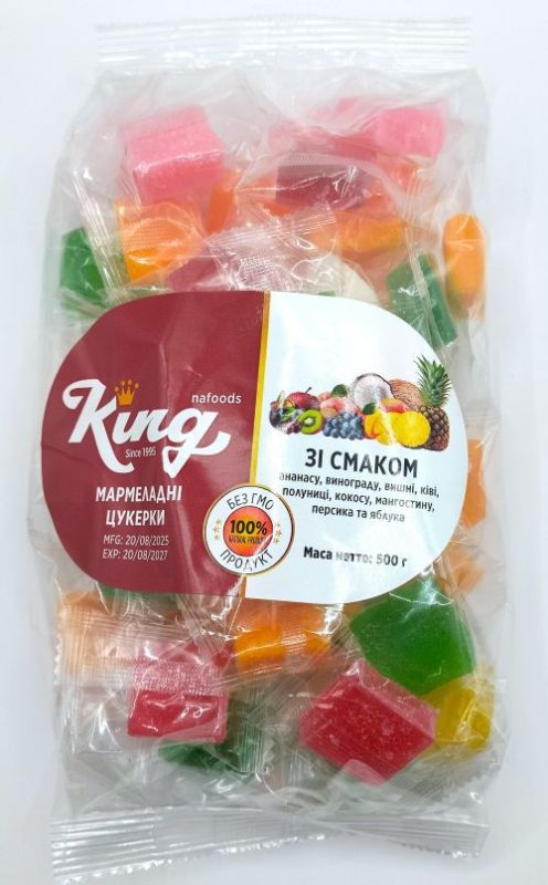 Мармеладні цукерки "King Nafoods" фруктове асорті, 500г (18 шт/ящ)