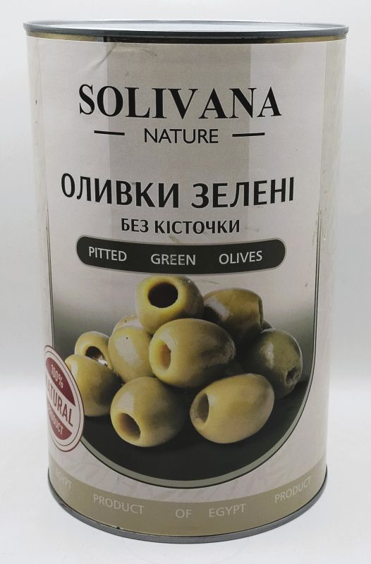 Оливки зелені "Solivana" без кісточки 4200г, Єгипет (4 шт/ящ)