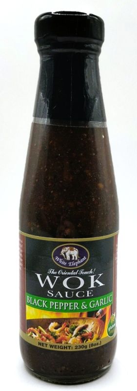 Соус з чорним перцем та часником "White Elephant" WOK Sauce Black pepper & garlic без глютену, 230 г (24 шт/ящ)