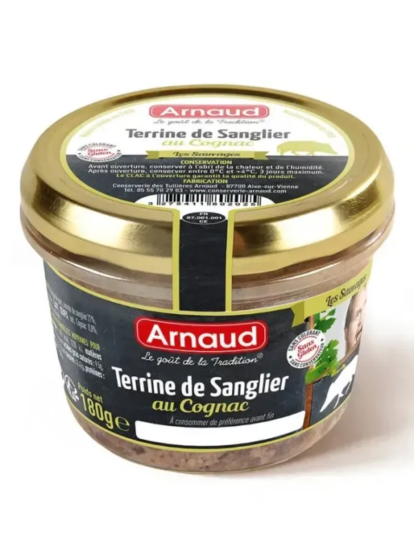 Паштет з м'яса кабана Arnaud Terrine de Sanglier au Cognac з коньяком 180г, Франція