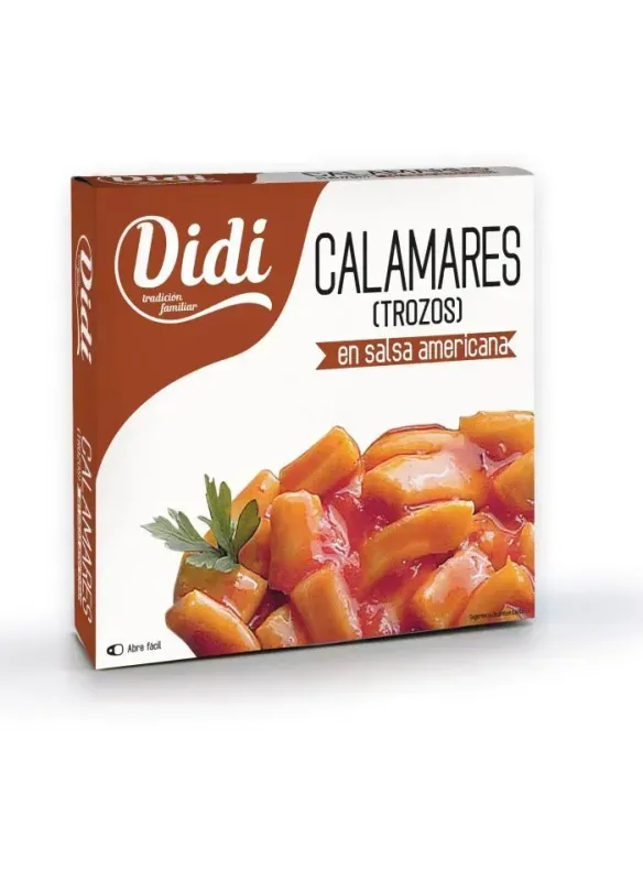 Кальмар шматочками в соусі Амерікана "Didi" Calamares Trozos en Salsa Americana 266г, Іспанія (24 шт/ящ)