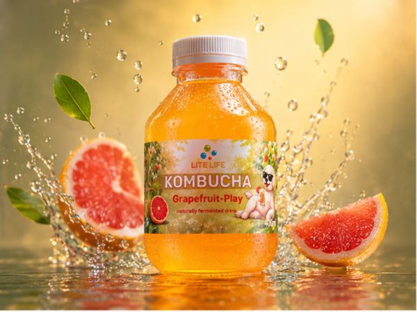 Напій газований Комбуча "Lite Life" Kombucha Grapefruit Play зі смаком Грейпфрута, 400 мл (30 шт/ящ)