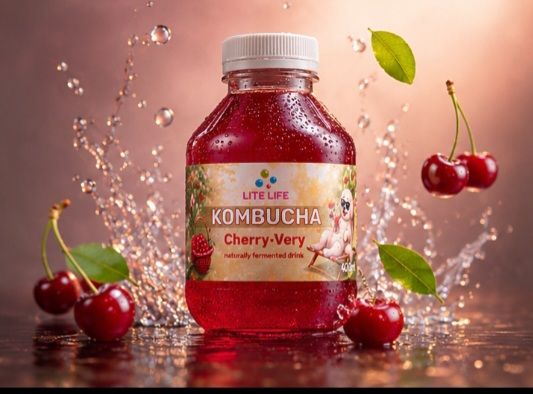 Напій газований Комбуча "Lite Life" Kombucha Cherry Very зі смаком Вишні, 400 мл (30 шт/ящ)