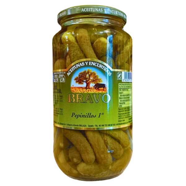 Корнішони "Bravo" Pepinillos 1А мариновані, 1kg (6 шт/ящ)