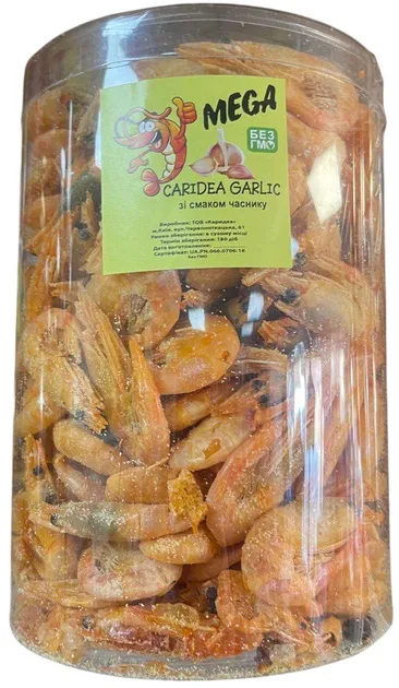 Креветка сушена зі смаком часнику (тубус), 500г (6 шт/ящ)