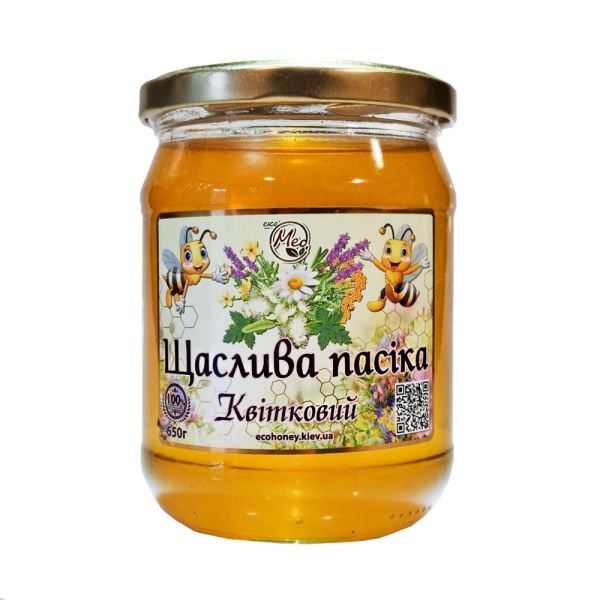 Мед квітковий “Щаслива Пасіка”, 650г (15 шт/ящ)
