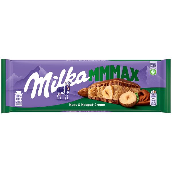 Шоколад молочний "Milka" Nuss & Nougat-creme з лісовим горіхом та нугою-крем, 300г (13 шт/ящ)