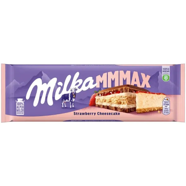 Шоколад молочний "Milka" Strawberry Cheesecake з печивом та полуничний чізкейк, 300г (12 шт/ящ)